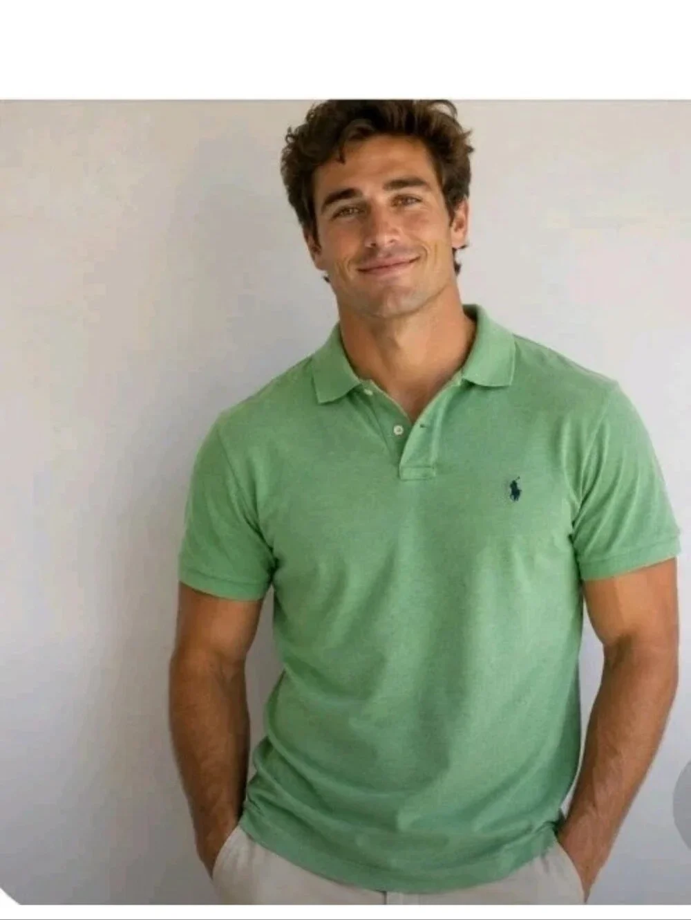 New Y2k POLO RALPH LAUREN Green Custom Fit Shirt Blue Pony Short Sleeve Golf XL